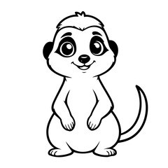 Cute vector illustration Meerkat colouring page for kids