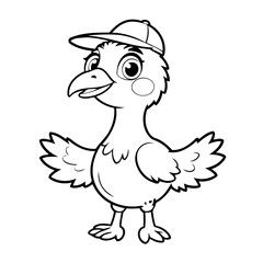 Vector illustration of a cute Ostrich drawing for children page