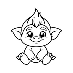 Vector illustration of a cute Troll doodle drawing for kids page