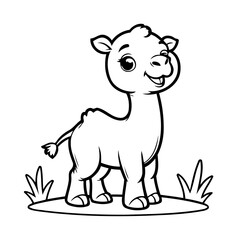 Vector illustration of a cute Camel drawing for kids colouring activity