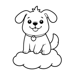 Vector illustration of a cute Dog doodle for toddlers coloring activity