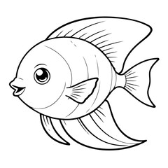 Simple vector illustration of Angelfish drawing for toddlers colouring page