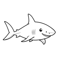 Simple vector illustration of Shark hand drawn for kids page