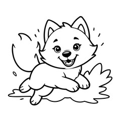 Simple vector illustration of Wolf drawing for toddlers book