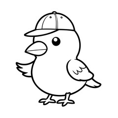 Simple vector illustration of Bird drawing for kids colouring activity