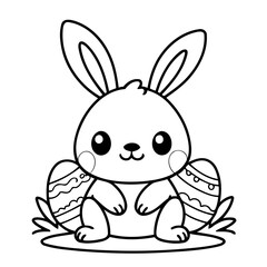 Simple vector illustration of Easter drawing for kids page