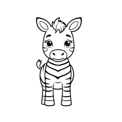 Vector illustration of a cute Zebra drawing for toddlers colouring page