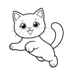 Vector illustration of a cute Cat doodle for toddlers worksheet