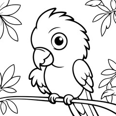 Simple vector illustration of Macaw drawing for kids colouring page