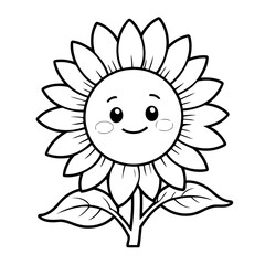 Simple vector illustration of SunFlower for toddlers colouring page