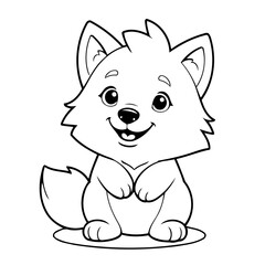 Simple vector illustration of Wolf colouring page for kids