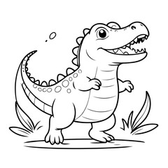Simple vector illustration of Alligator for kids coloring page