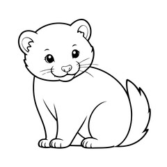 Simple vector illustration of Ferret hand drawn for kids coloring page