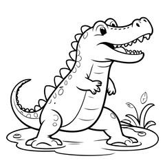 Simple vector illustration of Crocodile drawing for children page