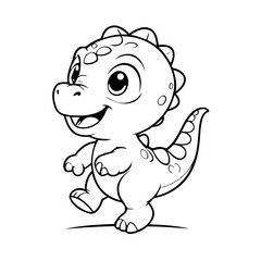 Simple vector illustration of Dino drawing colouring activity
