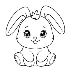 Vector illustration of a cute Bunny doodle for toddlers worksheet