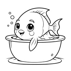 Vector illustration of a cute Angelfish drawing for toddlers book