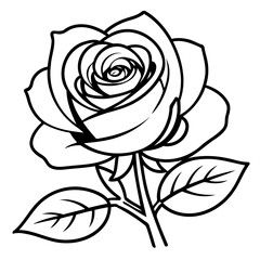 Simple vector illustration of Rose outline for colouring page