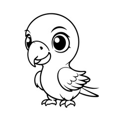 Cute vector illustration Parrot hand drawn for kids page