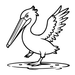 Simple vector illustration of Pelican colouring page for kids