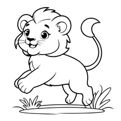 Simple vector illustration of Lion for kids colouring worksheet