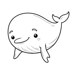 Cute vector illustration Whale drawing colouring activity