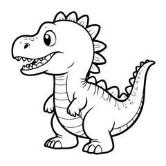 Vector illustration of a cute Spinosaurus doodle for kids colouring page