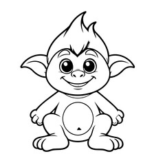 Simple vector illustration of Troll for kids colouring worksheet