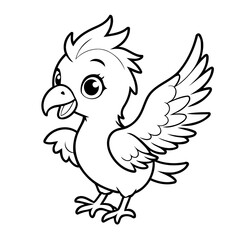 Cute vector illustration Phoenix drawing for kids page