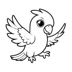 Cute vector illustration Parrot hand drawn for kids coloring page