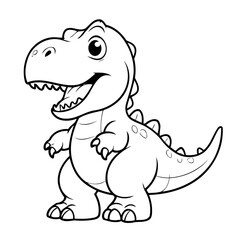 Vector illustration of a cute Tyrannosaurus drawing for kids colouring page