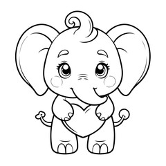 Vector illustration of a cute Elephant doodle for toddlers coloring activity