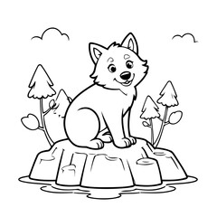 Cute vector illustration Wolf for kids coloring activity page