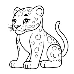 Simple vector illustration of Jaguar drawing for kids colouring activity