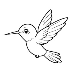 Cute vector illustration Hummingbird drawing for toddlers coloring activity