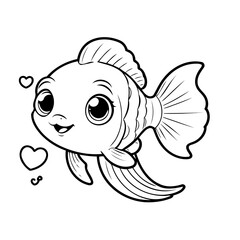 Simple vector illustration of Guppy drawing for toddlers coloring activity