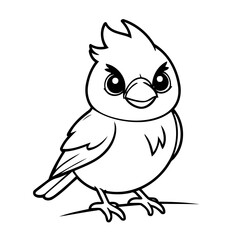 Vector illustration of a cute Cardinal doodle for toddlers coloring activity