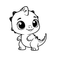 Simple vector illustration of Dino drawing for toddlers coloring activity