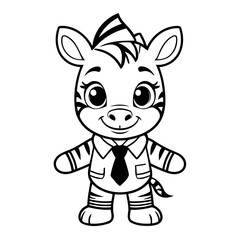 Vector illustration of a cute Zebra drawing for children page