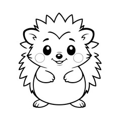 Cute vector illustration Hedgehog doodle for toddlers coloring activity