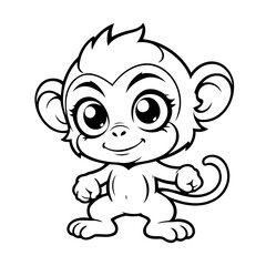 Cute vector illustration Monkey doodle for toddlers colouring page