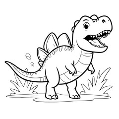 Cute vector illustration Spinosaurus drawing for kids colouring activity