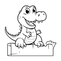 Vector illustration of a cute Crocodile drawing for colouring page