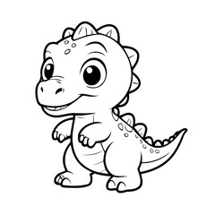Simple vector illustration of Dino drawing for toddlers colouring page