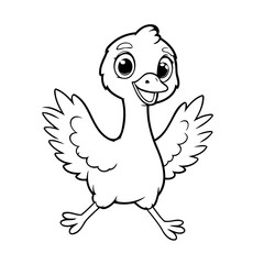 Simple vector illustration of Ostrich drawing for toddlers coloring activity