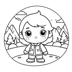 Vector illustration of a cute Landscape doodle for children worksheet