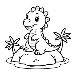 Cute vector illustration Dino drawing for children page