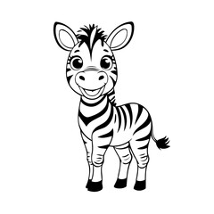 Cute vector illustration Zebra for toddlers colouring page