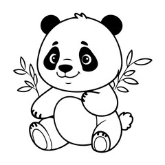 Cute vector illustration Panda for kids colouring worksheet