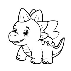 Cute vector illustration Stegosaurus drawing for colouring page